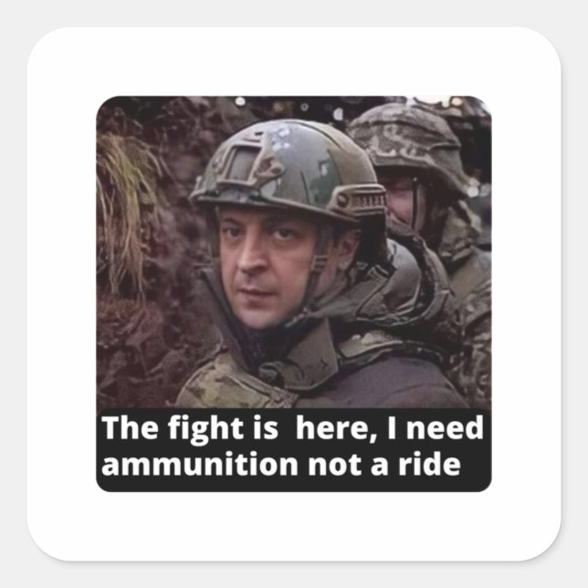 I Stand with Ukraine, I Stand with Zelensky Square Sticker (Front)