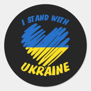 I Stand With Ukraine I Ukrainian Flag Blue Yellow  Classic Round Sticker