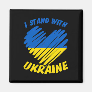 I Stand With Ukraine I Ukrainian Flag Blue Yellow Magnet