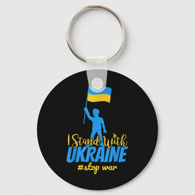 I Stand With Ukraine Make Peace Stop War Support S Key Ring (Front)