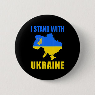 I Stand With Ukraine Map And Ukrainian Flag 6 Cm Round Badge