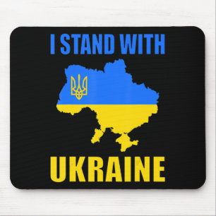 I Stand With Ukraine Map And Ukrainian Flag  Mouse Mat