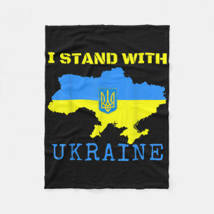 I Stand With Ukraine Map End Ukrainian Flag Stop W Fleece Blanket