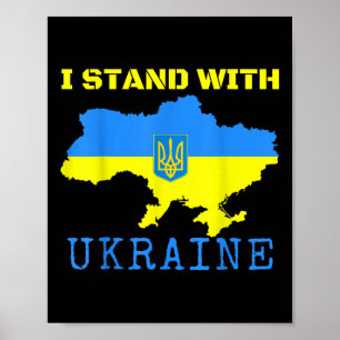 I Stand With Ukraine Map End Ukrainian Flag Stop W Poster