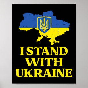 I Stand With Ukraine Map Ukrainian Support Women M Poster