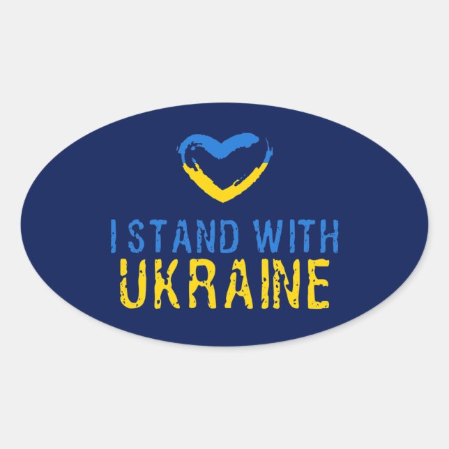 I Stand With Ukraine Oval Sticker (Front)