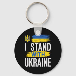 I Stand With Ukraine Patriotic Ukrainian Flag Supp Key Ring