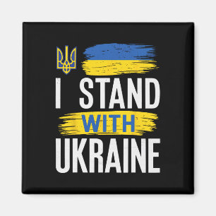 I Stand With Ukraine Patriotic Ukrainian Flag Supp Magnet