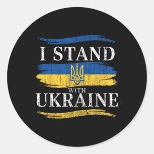 I Stand With Ukraine Patriotic Ukrainian Support F Classic Round Sticker