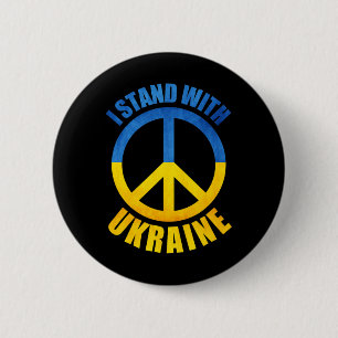 I Stand With Ukraine Peace Symbol 6 Cm Round Badge
