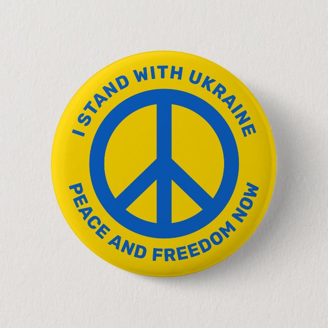 I stand with Ukraine peace symbol no to war 6 Cm Round Badge (Front)