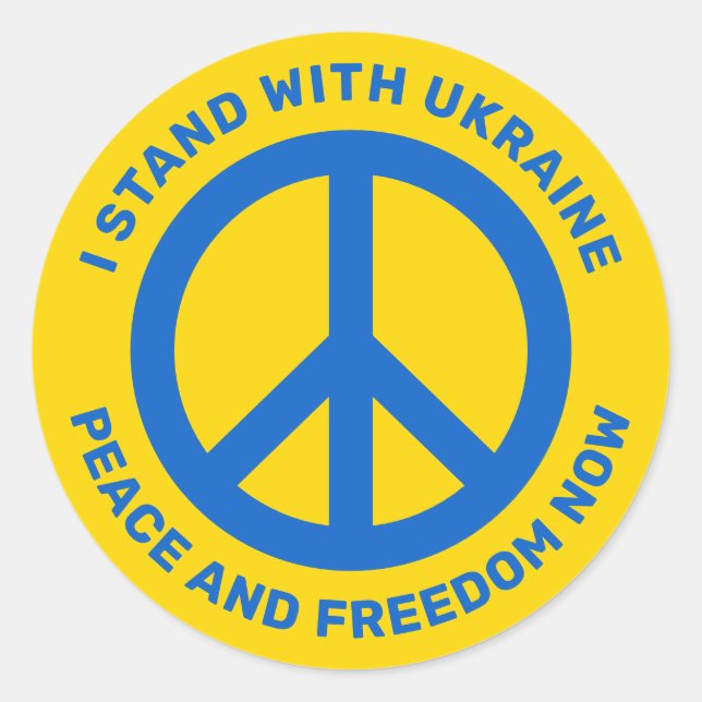 I stand with Ukraine peace symbol no to war Classic Round Sticker (Front)