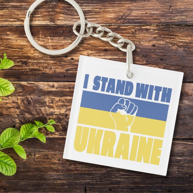 I Stand With Ukraine Raised Fist Flag Design Key Ring (Creator Uploaded)
