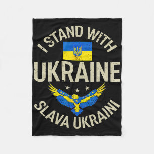 I Stand With Ukraine Slava Ukrain Glory To Ukraine Fleece Blanket