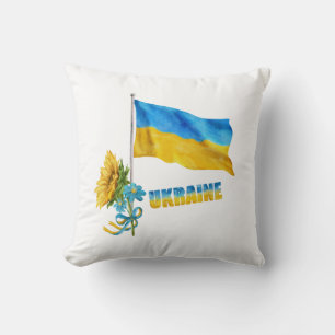 I stand with Ukraine slogan Ukraine Supporter Flag Cushion