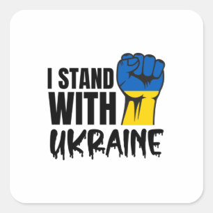 I Stand With Ukraine Solidarity Ukraine Flag Square Sticker