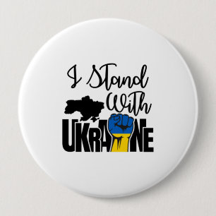 I Stand With Ukraine Solidarity Ukraine Map 10 Cm Round Badge