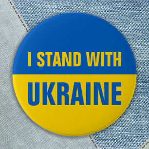 I Stand With Ukraine Solidarity Ukranian Flag 7.5 Cm Round Badge