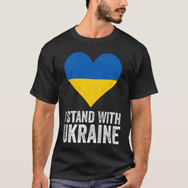 I Stand With Ukraine Stop Putin Stop War Support U T-Shirt (Front)