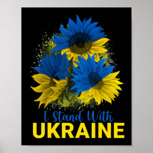 I Stand With Ukraine  Sunflower Flag Peace Free Uk Poster
