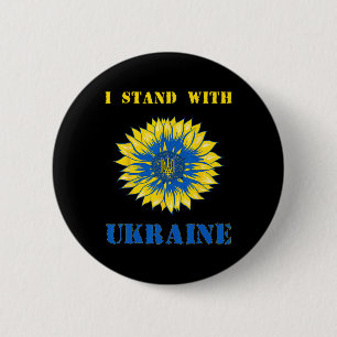 I Stand With Ukraine Sunflower Retro Floral Ukrain 6 Cm Round Badge