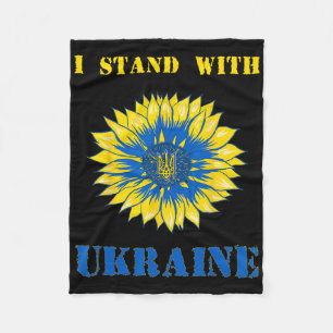 I Stand With Ukraine Sunflower Retro Floral Ukrain Fleece Blanket