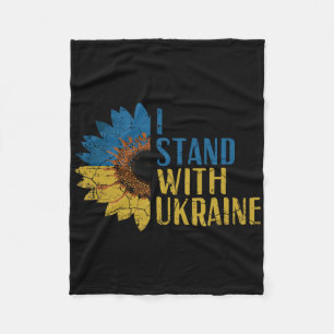 I Stand With Ukraine Sunflower Support Women Girls Fleece Blanket