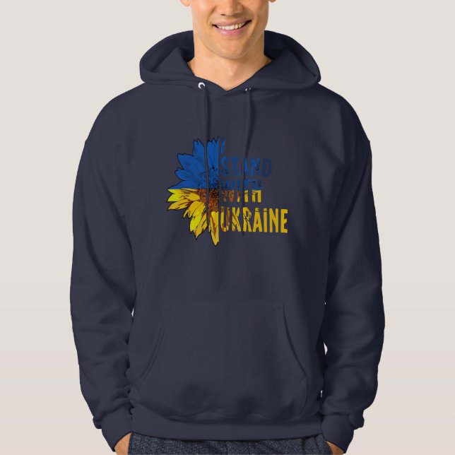 I stand with Ukraine. Sunflower symbol of Peace. Hoodie (Front)