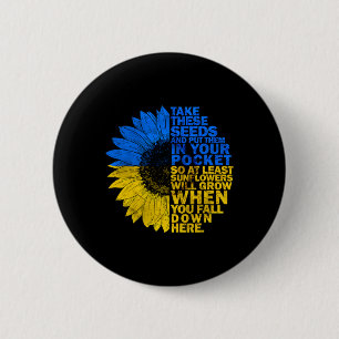 I Stand With Ukraine Sunflower Ukraine Flag Suppor 6 Cm Round Badge