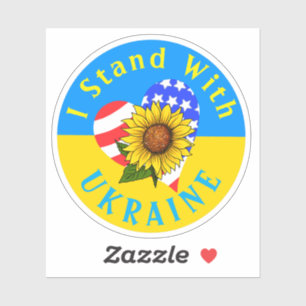 I Stand With Ukraine! Sunflower Vinyl Sticker