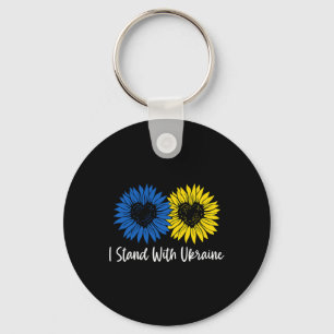 I Stand With Ukraine Sunflower Women Girl Key Ring