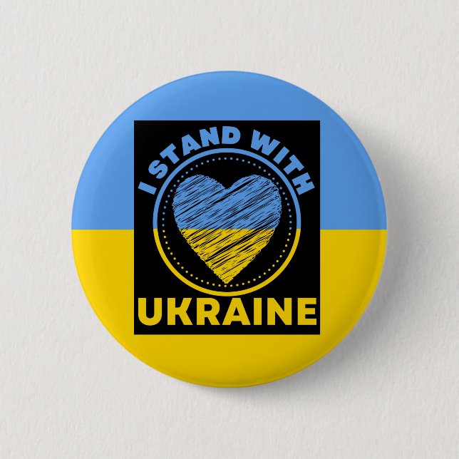 I STAND WITH UKRAINE - SUPPORT 6 CM ROUND BADGE (Front)