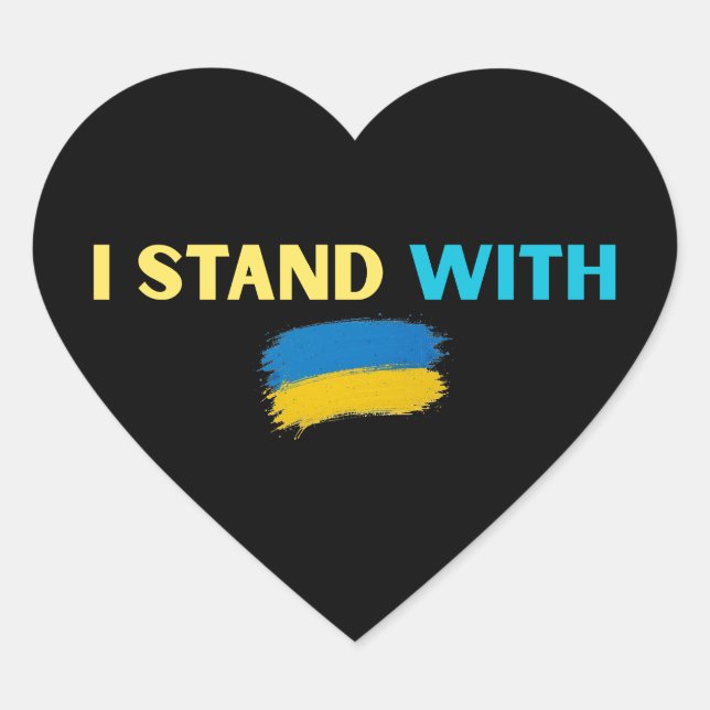 I Stand with Ukraine – Support & Solidarity Design Heart Sticker (Front)