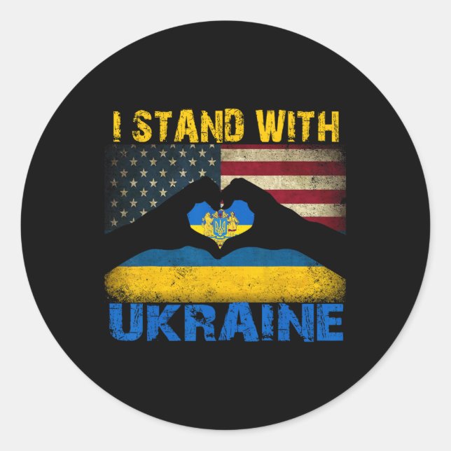 I Stand With Ukraine Support Ukraine Lover Pride U Classic Round Sticker (Front)