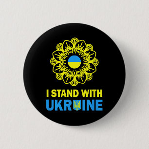 I Stand With Ukraine Support Ukraine Sunflower Shi 6 Cm Round Badge