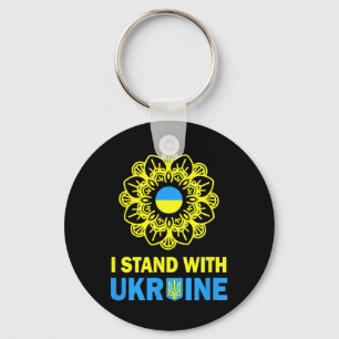 I Stand With Ukraine Support Ukraine Sunflower Shi Key Ring