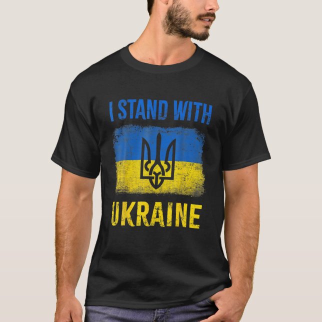 I Stand With Ukraine Support UKRAINE Ukrainian Ame T-Shirt (Front)