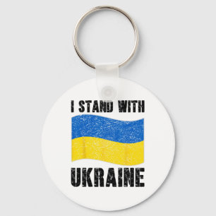 I Stand With Ukraine Support Ukraine Ukrainian Fla Key Ring