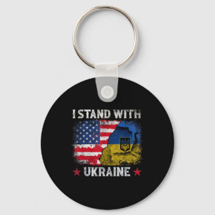 I Stand With Ukraine Support Ukraine Ukrainian Fla Key Ring