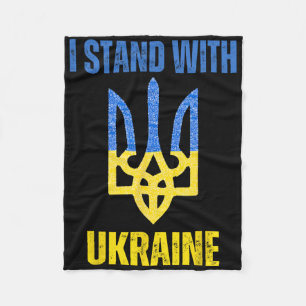 I Stand With Ukraine Support Ukrainian Flag Slava Fleece Blanket
