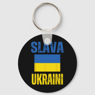 I Stand With Ukraine Support Ukrainian Flag Slava Key Ring