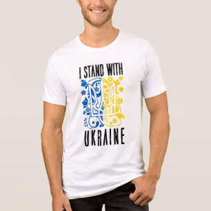 I stand with Ukraine. Trident of Ukraine. Tri-Blend Shirt