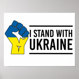 I Stand With Ukraine   Ukraine Flag Hand Fist Poster