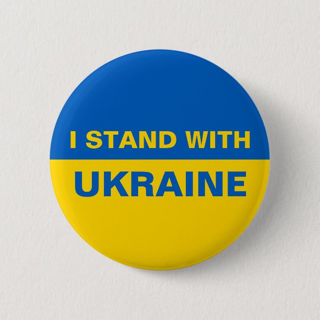 I Stand with Ukraine Ukrainian Flag 6 Cm Round Badge (Front)