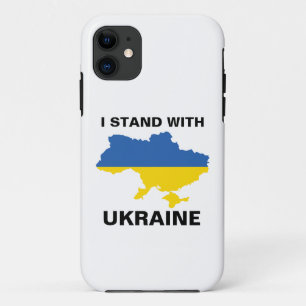 I Stand with Ukraine Ukrainian Flag and Map iPhone 11 Case