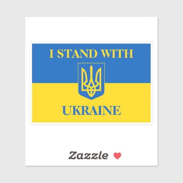 I stand with Ukraine. Ukrainian flag and Trident. (Sheet)