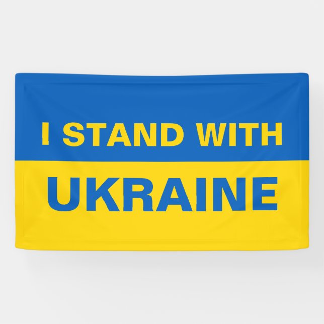 I Stand with Ukraine Ukrainian Flag Banner (Horizontal)