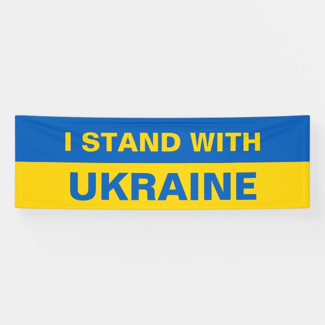I Stand with Ukraine Ukrainian Flag Banner (Horizontal)