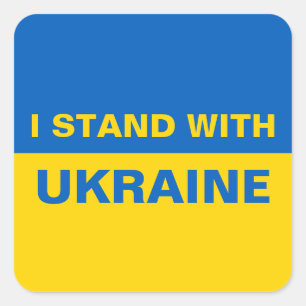 I Stand with Ukraine Ukrainian Flag Classic Round  Square Sticker