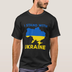 I Stand With Ukraine, Ukrainian Flag Clay Support T-Shirt